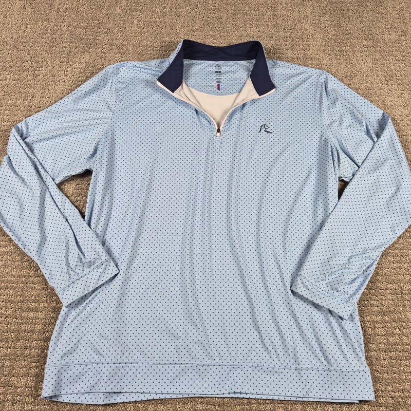 Rhoback Pullover Men 3XL 1/4 Q-Zip Pullover Performance Golf Blue Polka Dot gallery