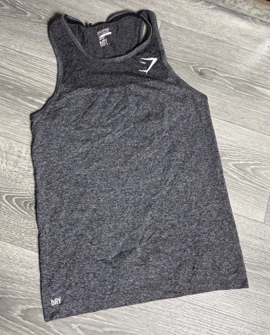 Gymshark Gray Size S RARE DEVANT SEAMLESS Phantom Elite Tank David Laid OG gallery