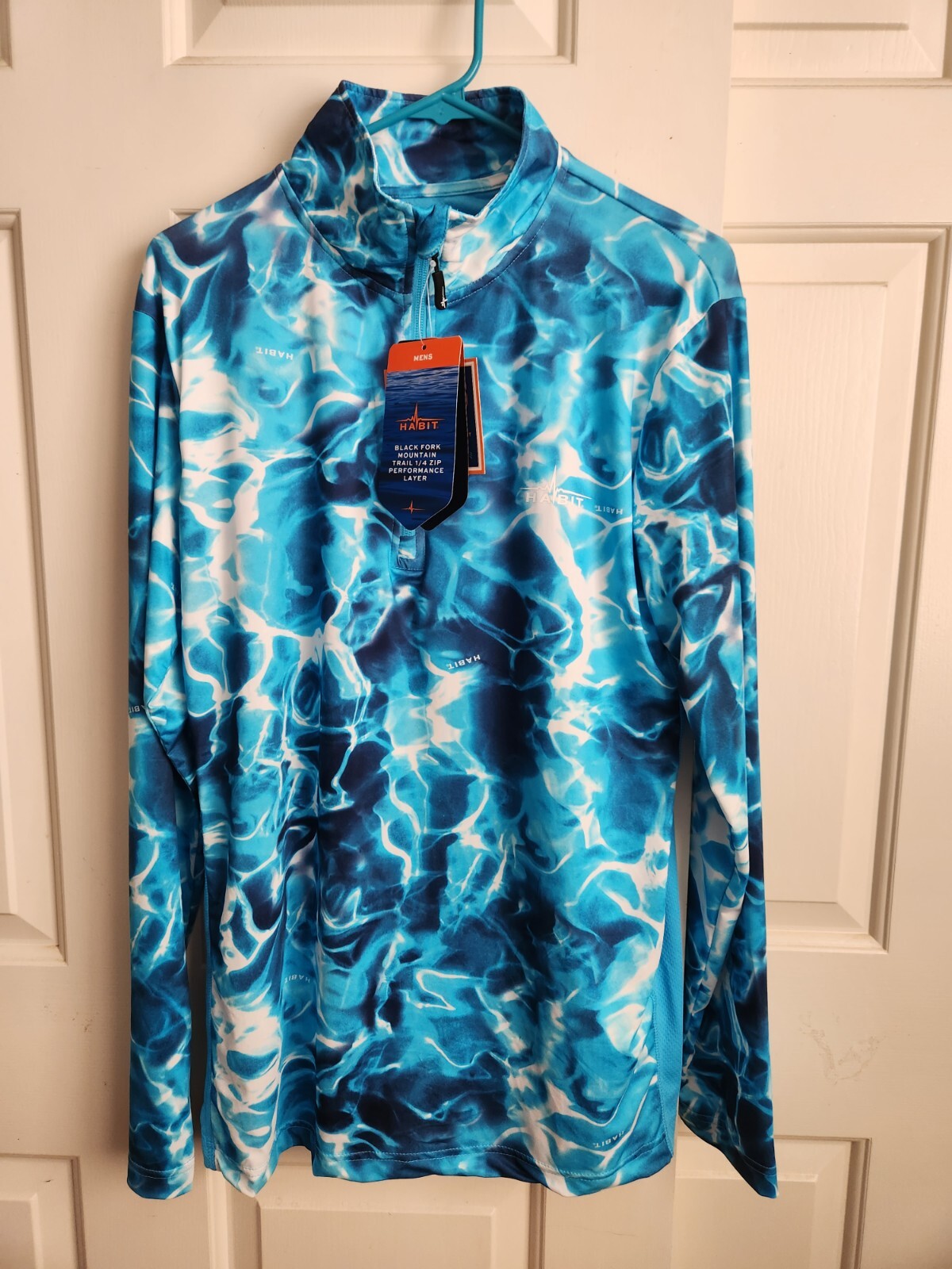 Habit Waves Solar Factor UPF 40+ Men's Long Sleeve Size M Blue Water Shirt NEW! gallery