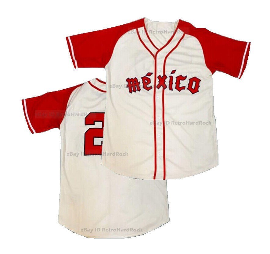 Throwback Ciudad de #25 Team Mexico Baseball Jersey Custom Name Sewn Youth/Men