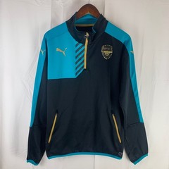 Puma Arsenal FC Quarter-Zip Pullover Mens L Black Teal Gold Training Top *Flaw