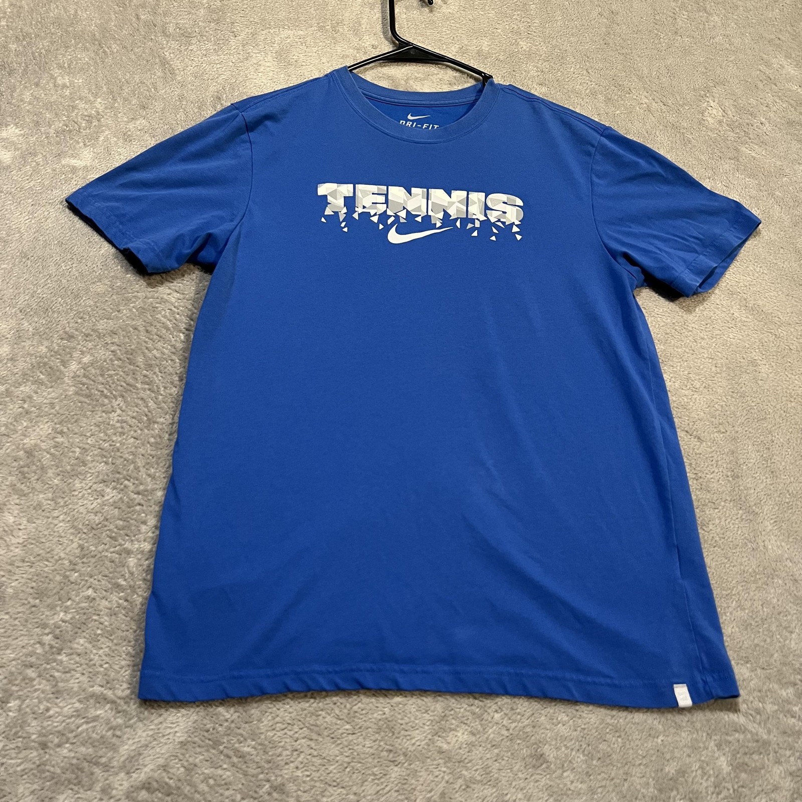 Nike Dri-FIT Tennis Shirt Mens Medium Blue Short Sleeve Graphic Athletic Tee gallery