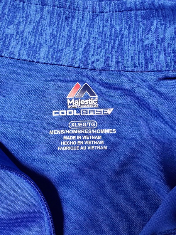 Majestic Cool Base Long Sleeve Pullover Blue Half Zip Athletic Shirt Size XL gallery