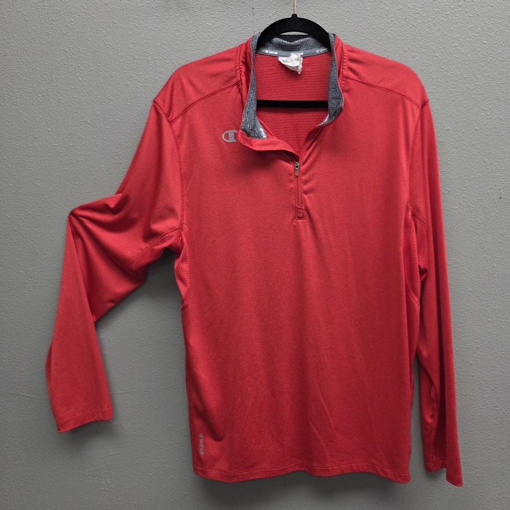 Champion Powertrain Pullover Shirt Mens Large Red Vapor Long Sleeve Athletic