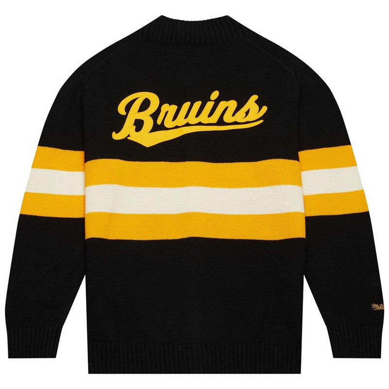 Mens Mitchell & Ness NHL 100TH ANNIVERSARY STRIPED CARDIGAN SWEATER BRUINS gallery