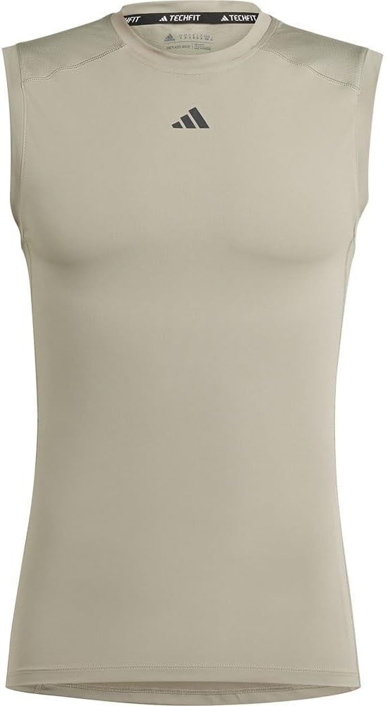 Adidas Techfit Compression Sleeveless Tee Men's Tank Top Silver Pebble Size L