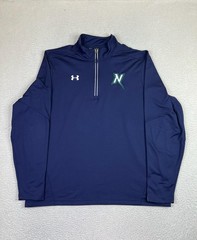 Under Armour 1/4 Zip Pullover Mens Navy Blue N Logo Athletic Performance Golf