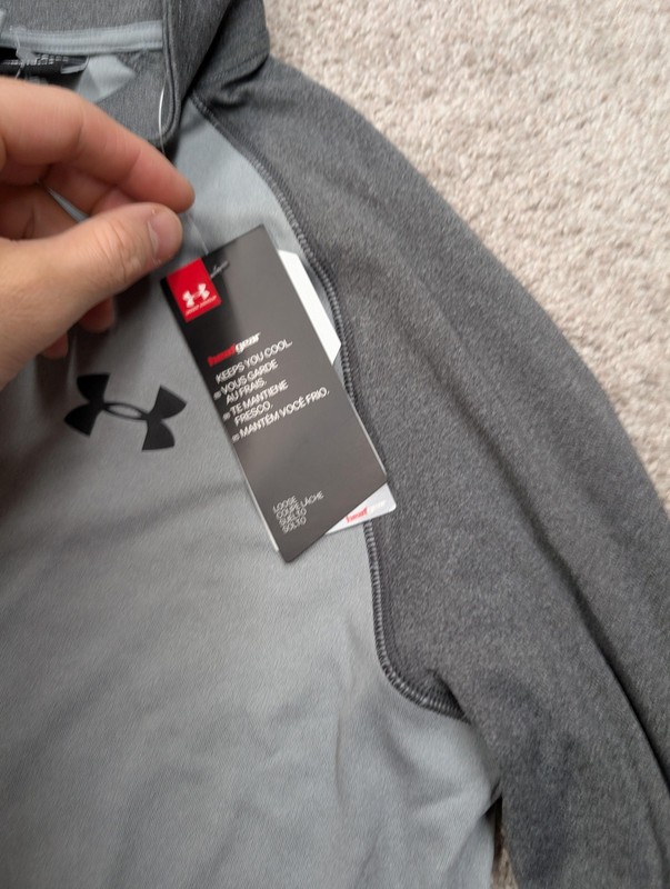 Under Armour HeatGear Pullover Shirt Mens Small Gray Lightweight 1/4 Zip Top gallery