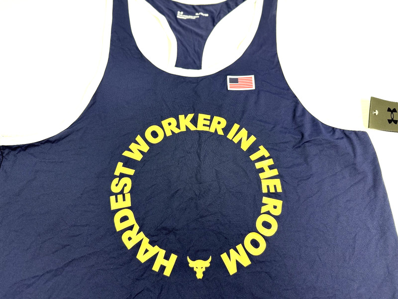 Under Armour Project Rock Hardest Worker In The Room Tank Top Blue Men XL 138331 gallery