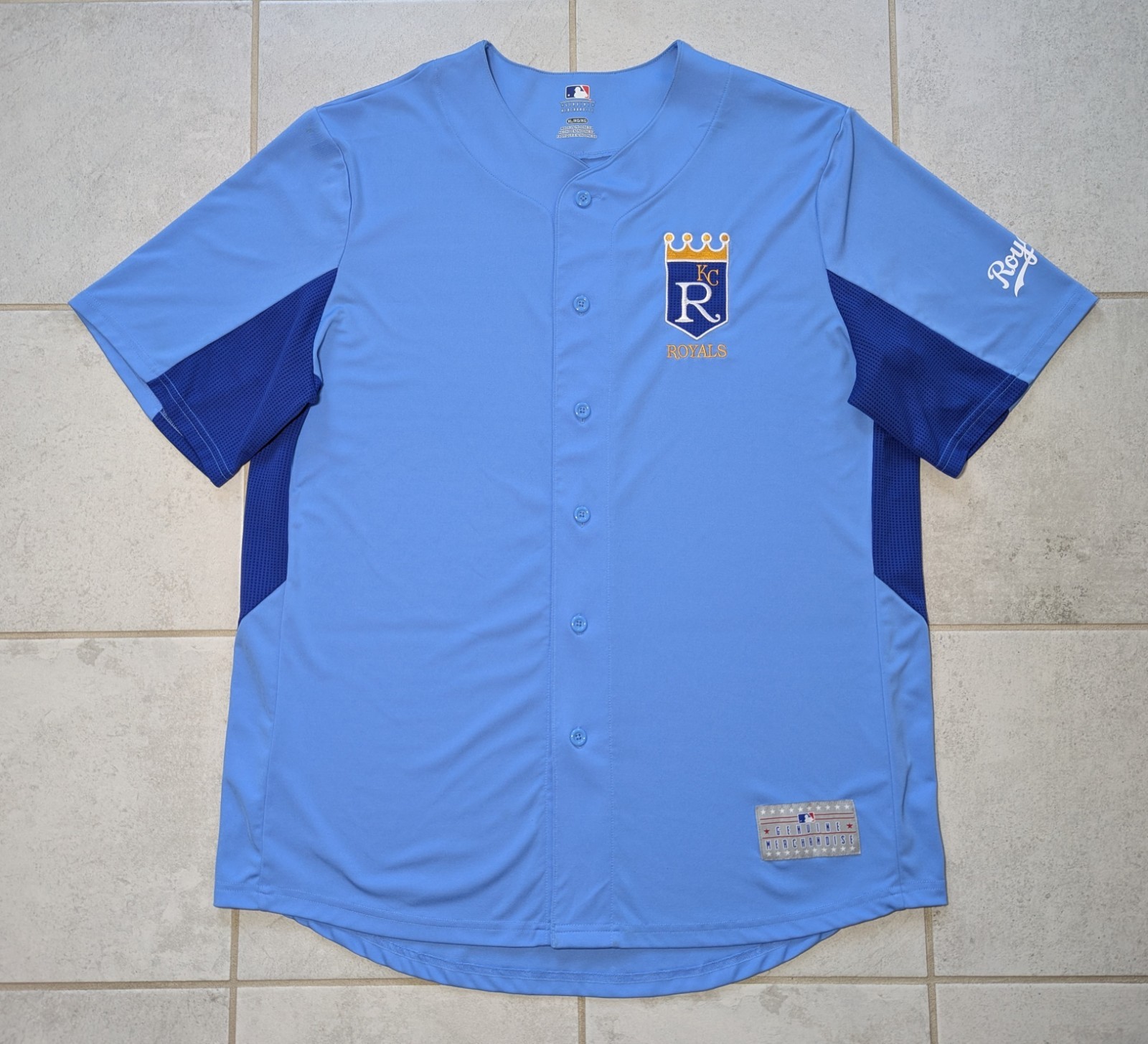 KC Royals Men's XL MLB Genuine Merchandise Button Up Jersey Blue gallery