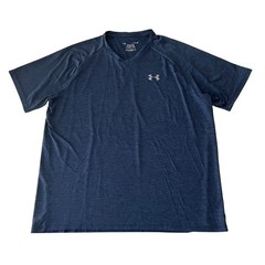 Mens Under Armour Navy Black Tech Tee Heathered Loose Fit Athletic