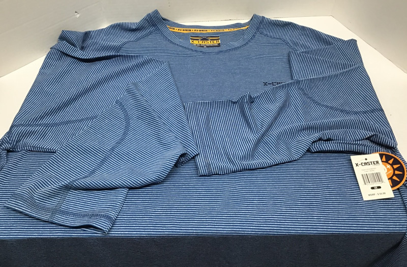Tallwoods X-Caster Sun Protection 4XL Blue Stripe UPF 50 Long Sleeve Shirt gallery