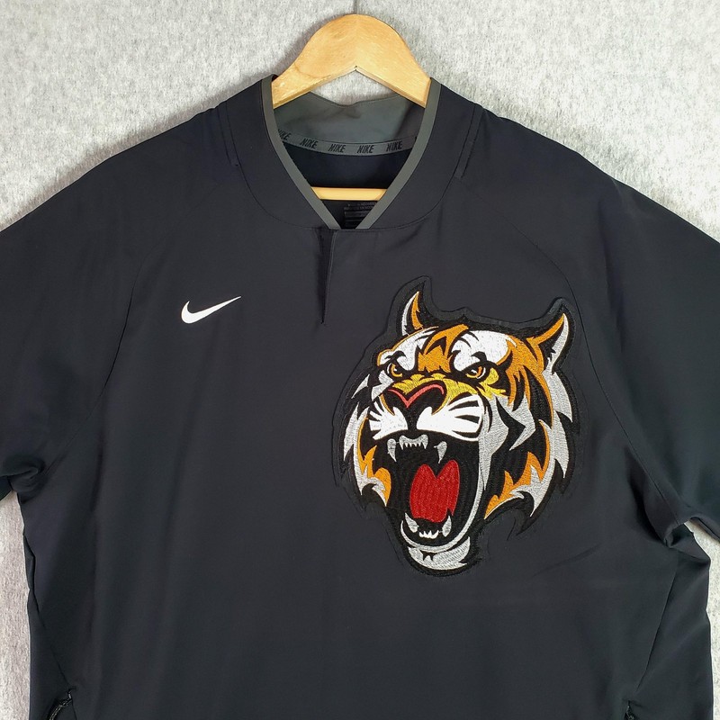 Nike Hot Baseball Jacket Mens XL Black Tiger Mascot Short Sleeve Pullover 715061 gallery