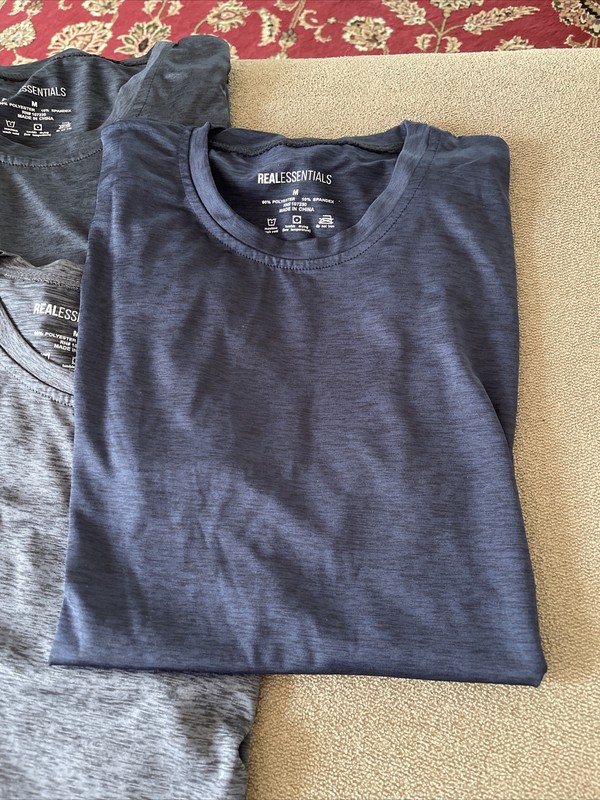 REAL ESSENTIALS Men's Dri-Fit Short Sleeve T-Shirt Pack of 5 Size Medium (Wi1) gallery