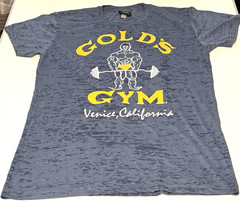 Gold’s Gym Burnout MEDIUM HEATHERED NAVY VENICE CALIFORNIA T-Shirt *EXCELLENT*