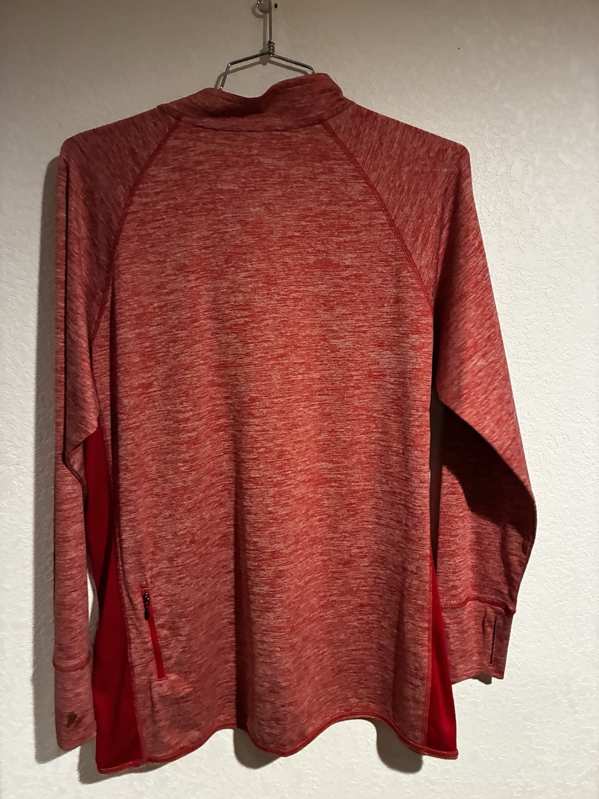 BAW Men's Heathered Red 1/4 Zip Mock Neck Pullover Long Sleeve Polyester L gallery
