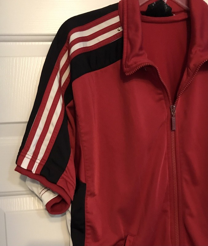 Adidas Mens M Polyester Multicolored 80s 90s Zip Short Sleeve Shirt gallery