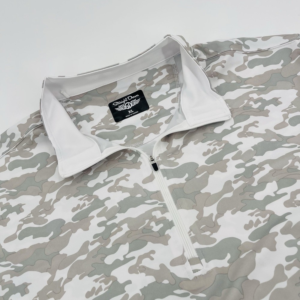 Straight Down 1/4 Zip Performance Pullover Mens Extra Large White Gray Camo