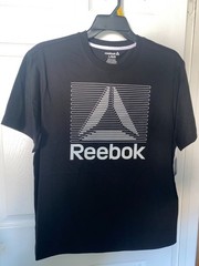 REEBOK Mens Graphic BLACK SS T-Shirt NEW Size L