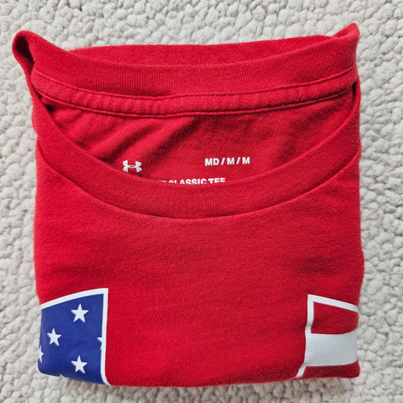 Under Armour Tee Shirt Short Sleeve Red with Red/White and Blue Logo gallery