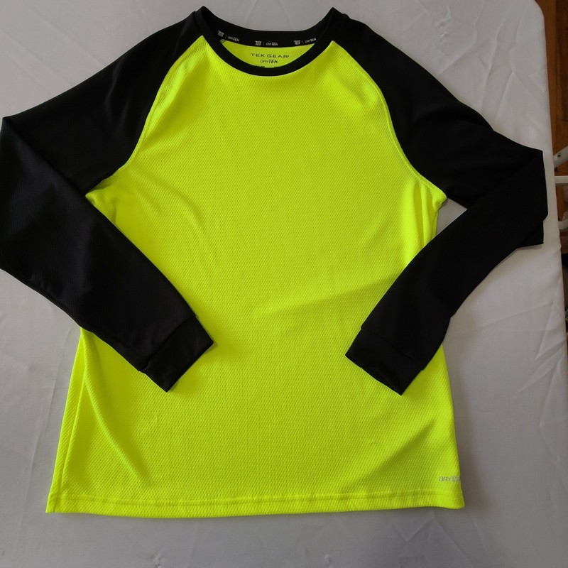 Mens Drytek Tek Gear Long Sleeve Performance Shirt Medium Neon Yellow And Black gallery