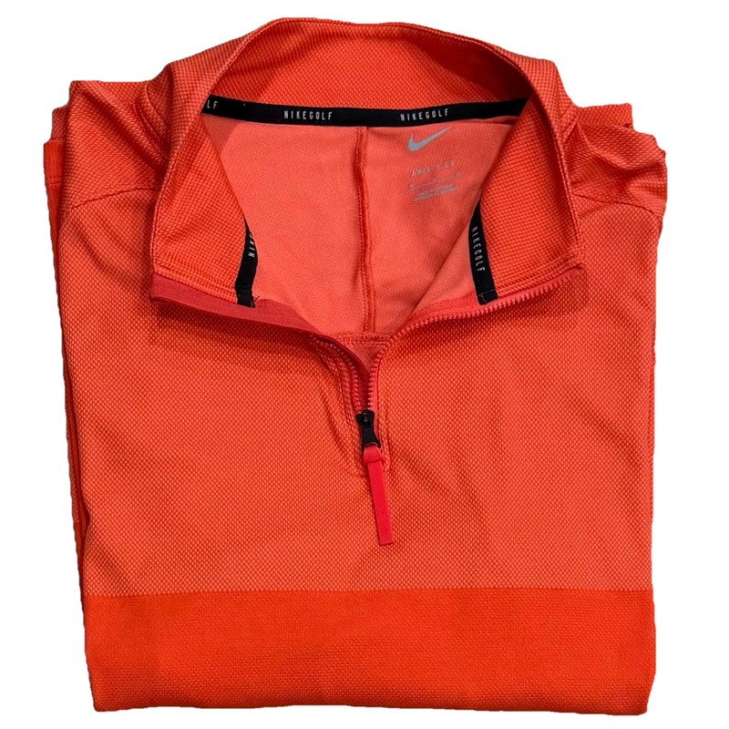 Nike Golf 1/4 Zip Pullover Men’s M Medium Orange Striped Dri-Fit Performance gallery