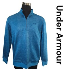 Under Armour Men’s Blue Herringbone 1/4 Zip ColdGear Pullover Sweatshirt XL