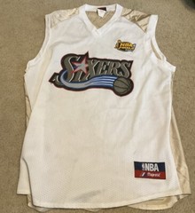 NBA Finals Sixers Allen Iverson #3 Jersey Shirt Mens L White Gold Sleeveless