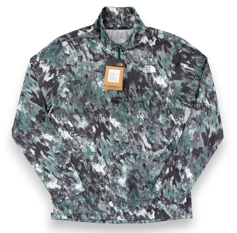 The North Face 24/7 1/4 Zip Tee Pullover Mens Medium Green Camo Lightweight NWT