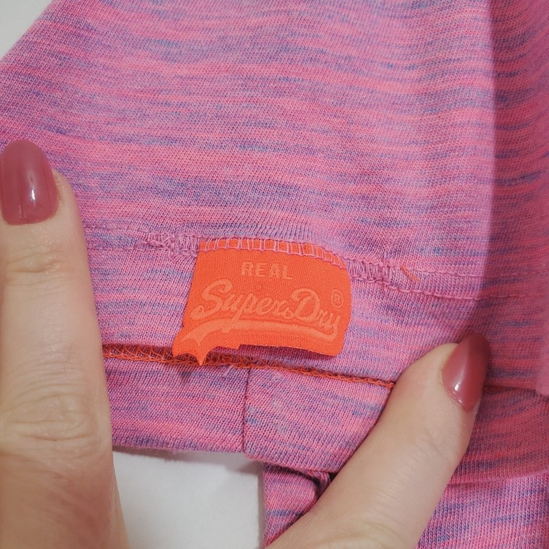 Superdry Size Small Orange Label Marled Pink Athletic Logo Short Sleeve Tee gallery