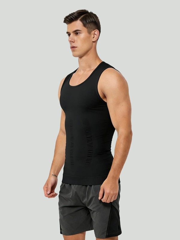 NIEEHBEGST 1 Pack Black Men Compression Tank Top Slimming Body Shaper Shirt T... gallery
