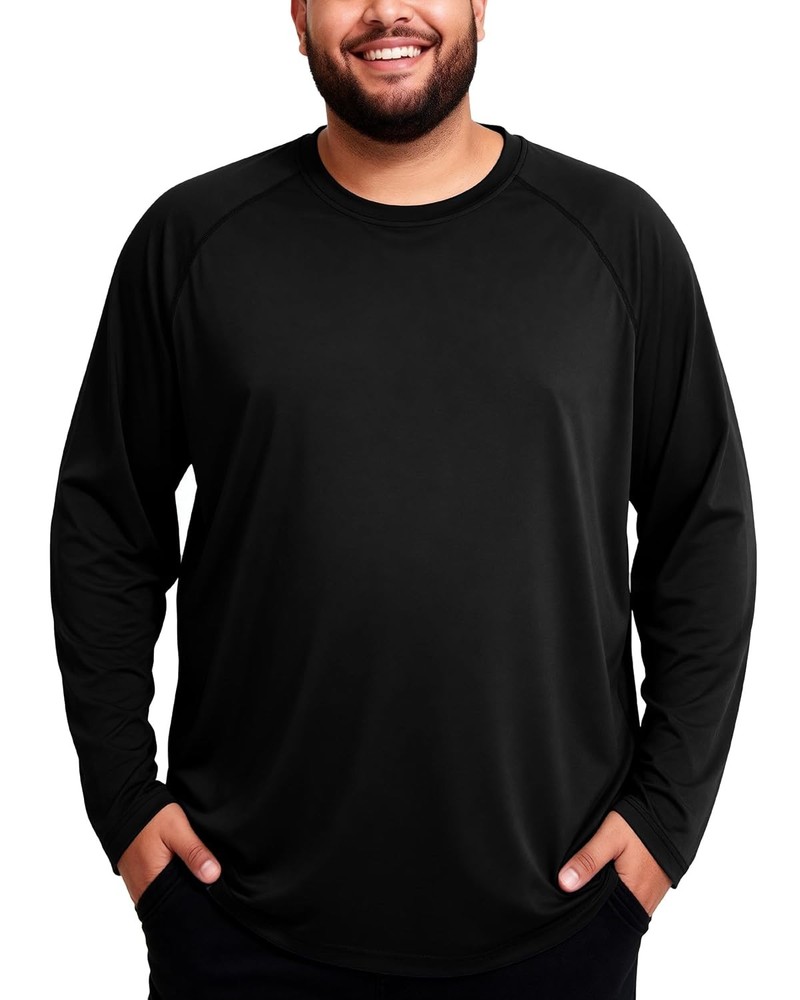 Men's Big and Tall UPF 50 Long Sleeve Cooling Shirts UV Sun Protection Clothing