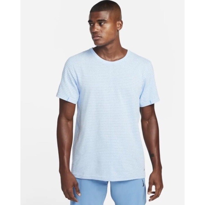 Nike Dri-Fit Men's Yoga Sky Blue DQ4828-422 Loose Fit Yoga Shirt SMALL TALL