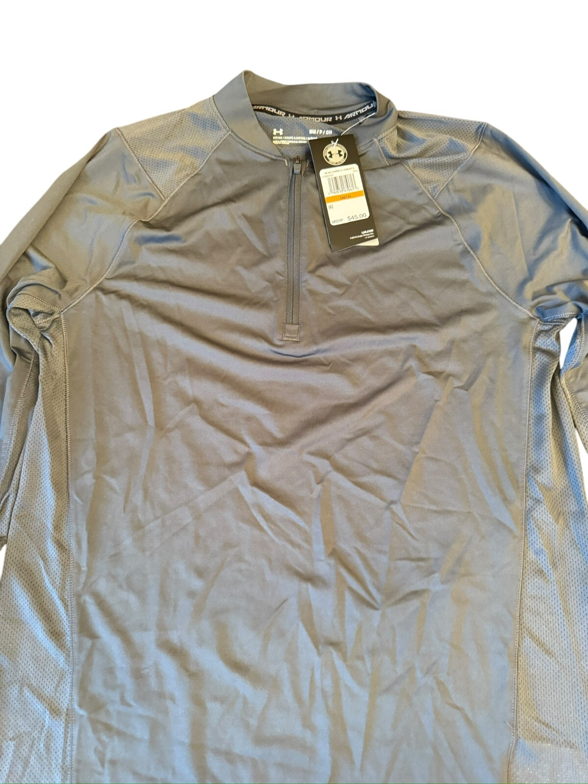 Under Armour Mens Shirt Small Gray Long Sleeve Loose Fit MK1 1/4 Zip NEW 1306430 gallery