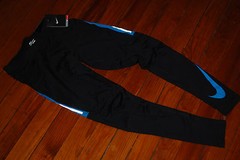 NEW Nike DriFit Black & Cool Blue Reflective Running Compression Tights (Medium)