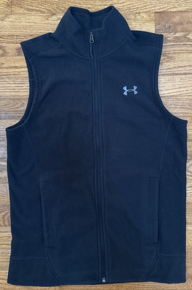 Under Armour Soft Black Full-zip Athletic Casual Vest with Pockets Men's Small