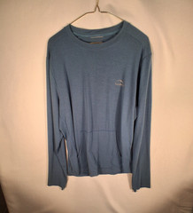 L.L.Bean Men’s L Regular Long Sleeve Crew Neck Tee Blue Solid Logo Pocket