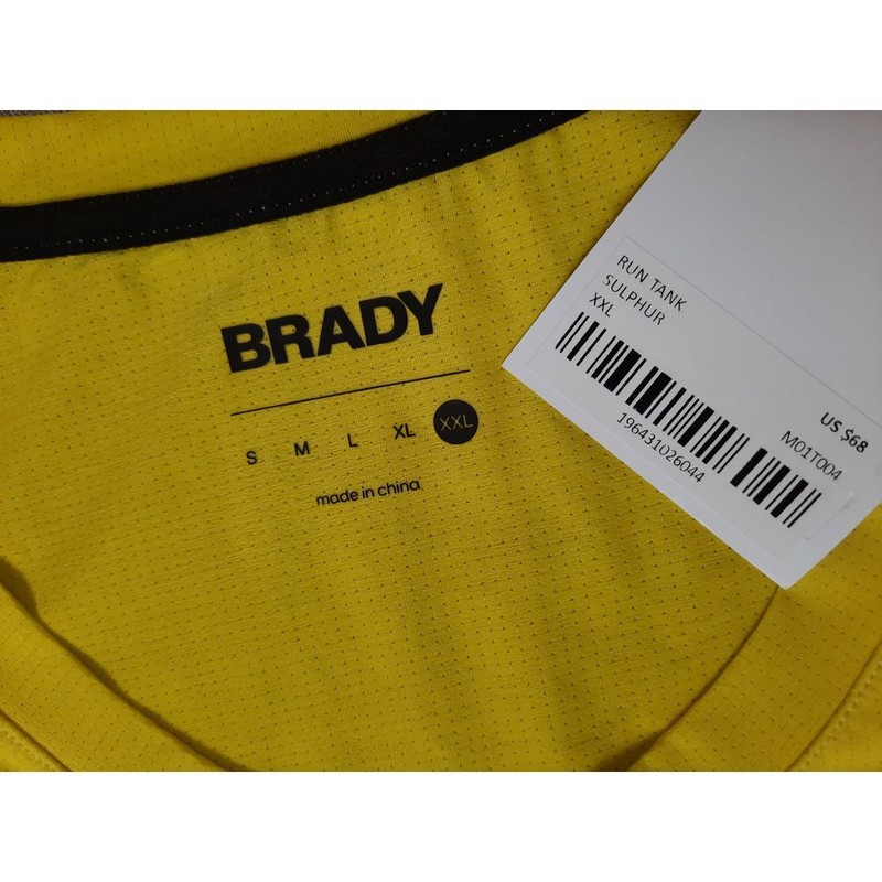 Brady Men 2XL Pullover Lightweight Stretch Run Tank Tops Sulphur Yellow Poyester gallery