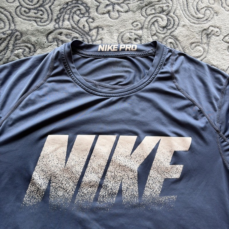 Nike Pro Dri-FIT Compression Shirt Mens Medium Blue Short Sleeve Athletic gallery