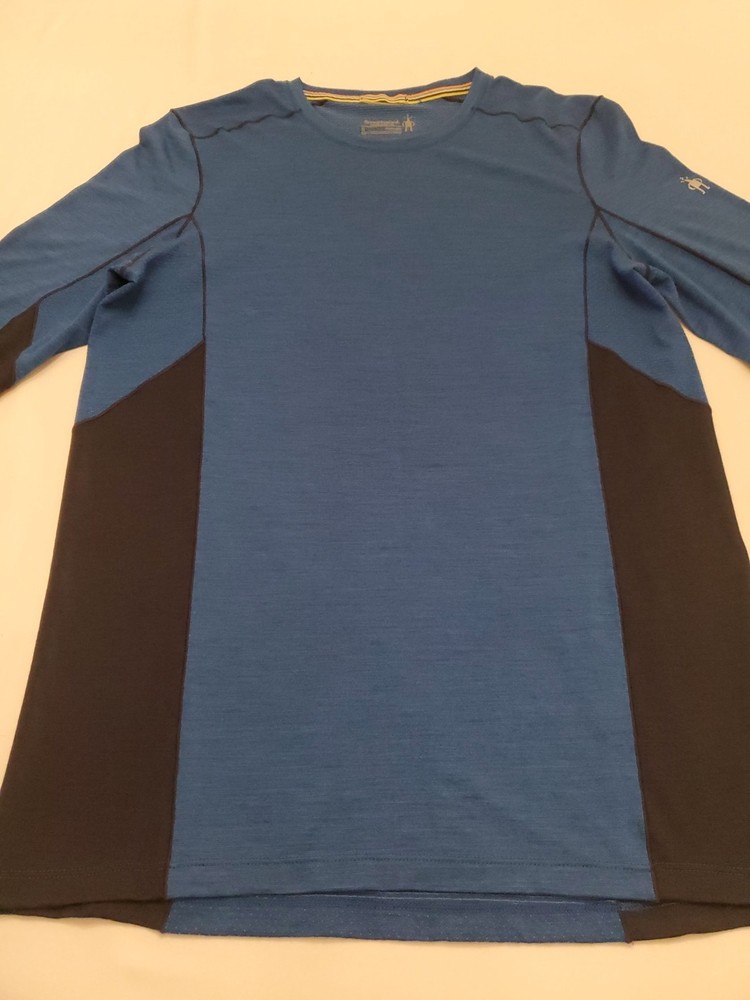 SMARTWOOL MENS MERINO SPORT 150 LONG SLEEVE CREW SMALL BLUE BLACK BRAND NEW