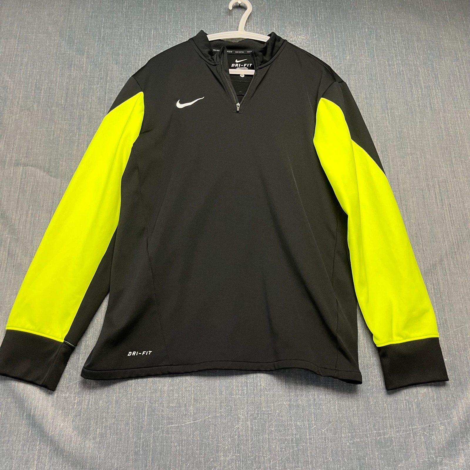 Nike Dri-Fit Men's 1/4 Zip Pullover Size L Black Neon Yellow Training Football gallery