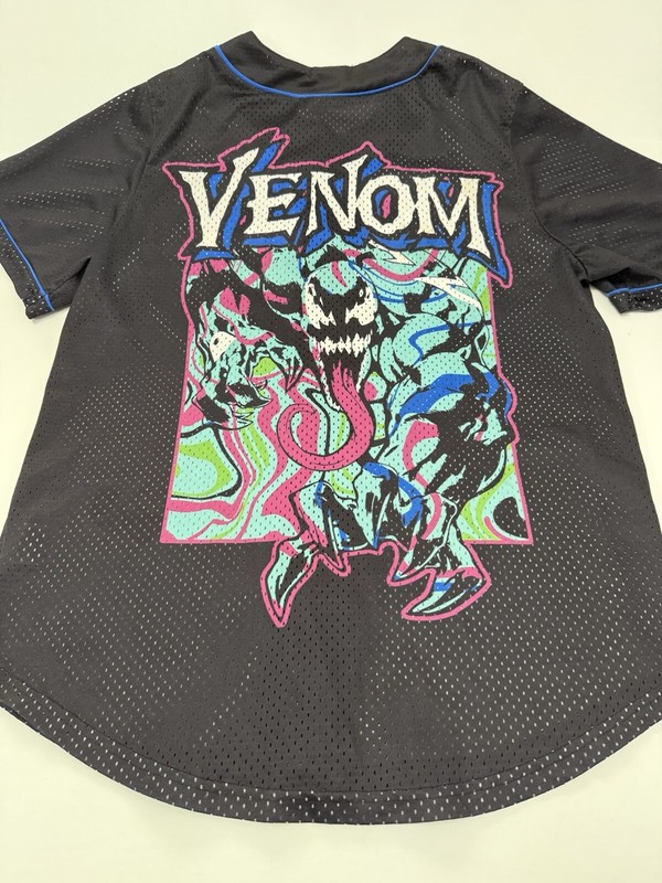 Venom Baseball Jersey Marvel Comics Mens Medium Black Graphic On Both Sides gallery