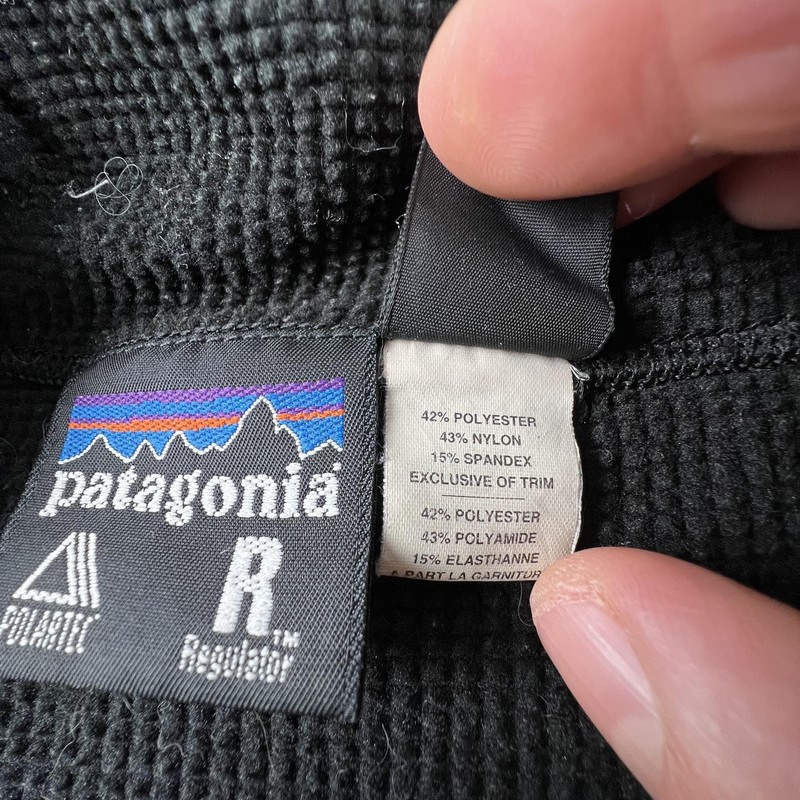 Vintage Patagonia Sweater Mens XS(fits M-L) Black R1 Flash Regulator 1/4 Zip Top gallery