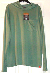 NWT American Outdoorsman Mens LARGE Long Sleeve Hooded T-Shirt, Moisture Wicking
