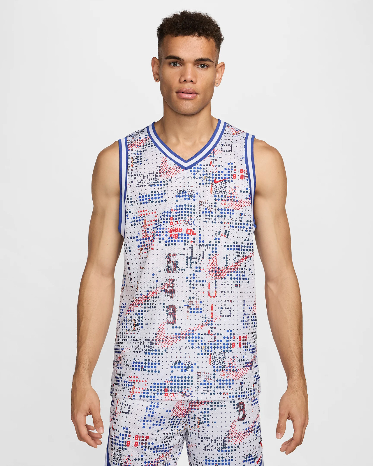 Nike DNA Men's Dri-FIT Basketball Jersey White Red Blue Size S XL 2XL FZ0690-100 gallery