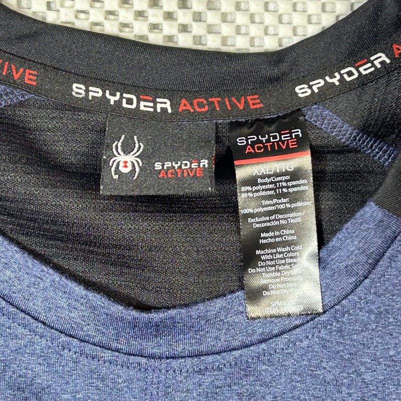 Spyder Active Heather Blue Shirt Performance Base Layer Men's XXL Athleisure Gym gallery