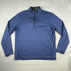 Greyson Pullover Mens Large Blue Herringbone Quarter Zip Golf Stryker Stretch