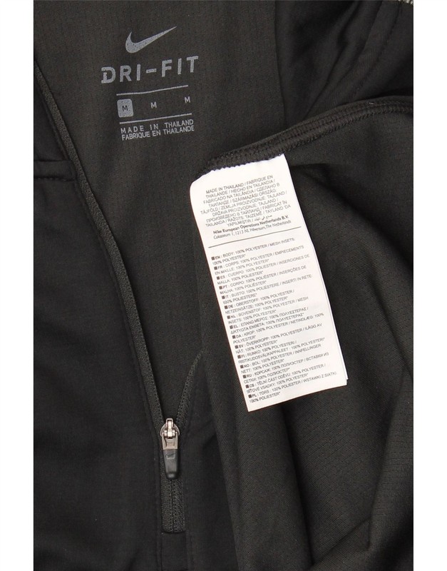 Nike Mens Dri Fit Zip Neck Pullover Tracksuit Top Medium Black Polyester EA28 gallery