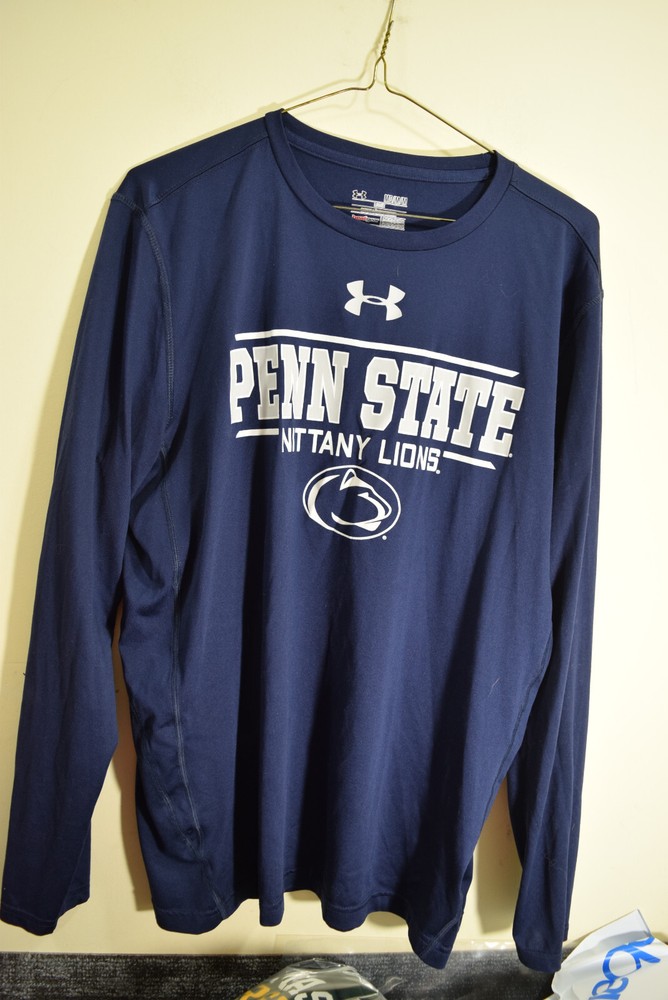 Under Armour MENS M Penn State Lions Heat Gear Long Sleeve T-Shirt LOOSE FIT PSU