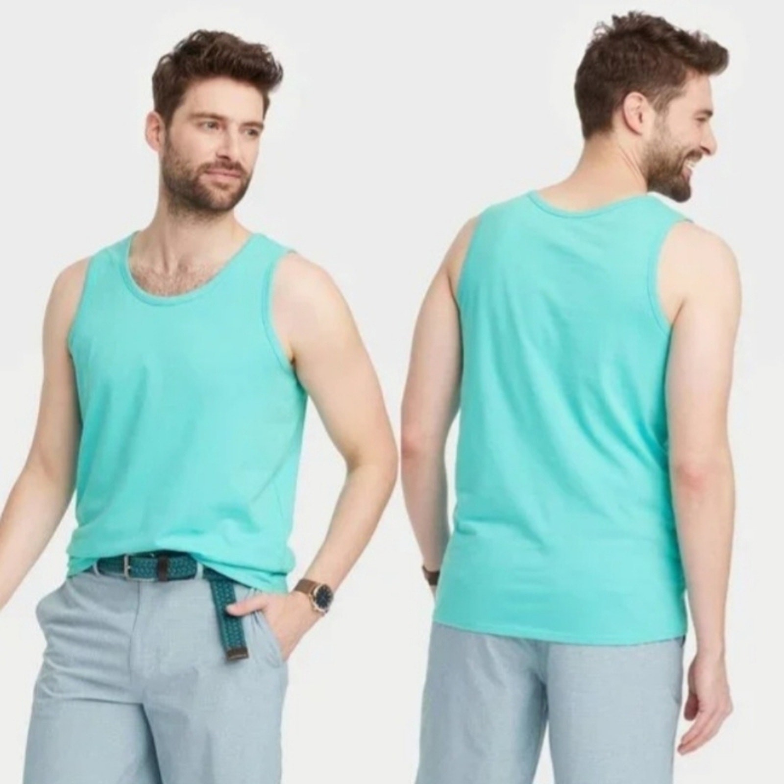 Teal Tank Top with Wide Straps and Relaxed Fit gallery